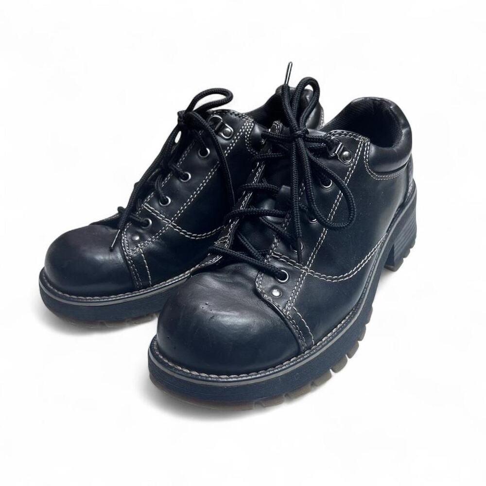 No Boundaries  90s Vintage Black Chunky Heel Sneaker Alt Goth Grunge 8.5 Womens